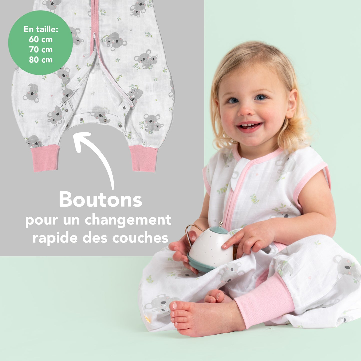 Gigoteuse à pieds été - mousseline - 0.5 TOG