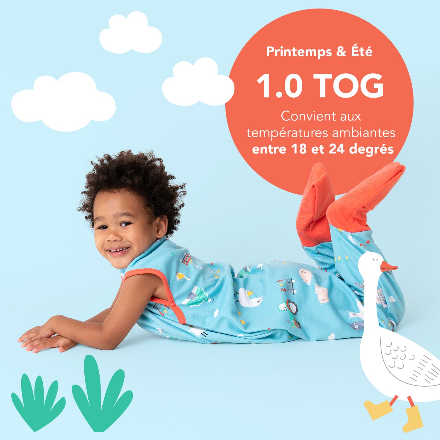 Gigoteuse à pieds été & mi-saison - coton 100% bio - TOG 1