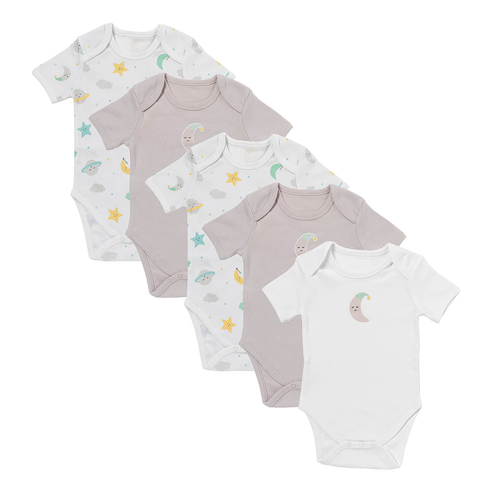 Body bébé manches courtes 100% bio - lot de 5