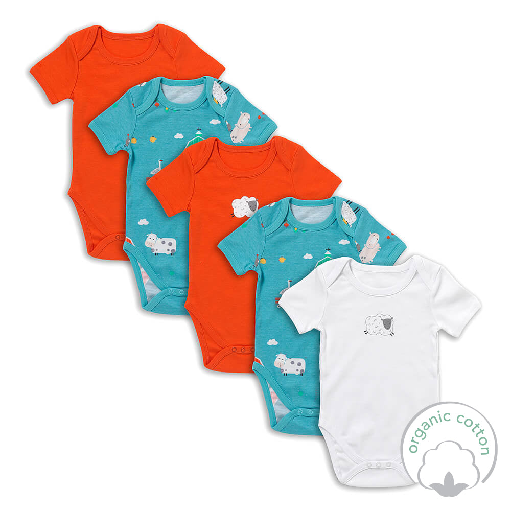 Body bébé manches courtes 100% bio - lot de 5