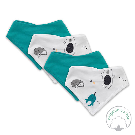 Bandana pour bébé 100% bio - lot de 4