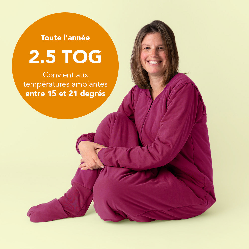 Gigoteuse à pieds adulte - manches amovibles - 2.5 TOG