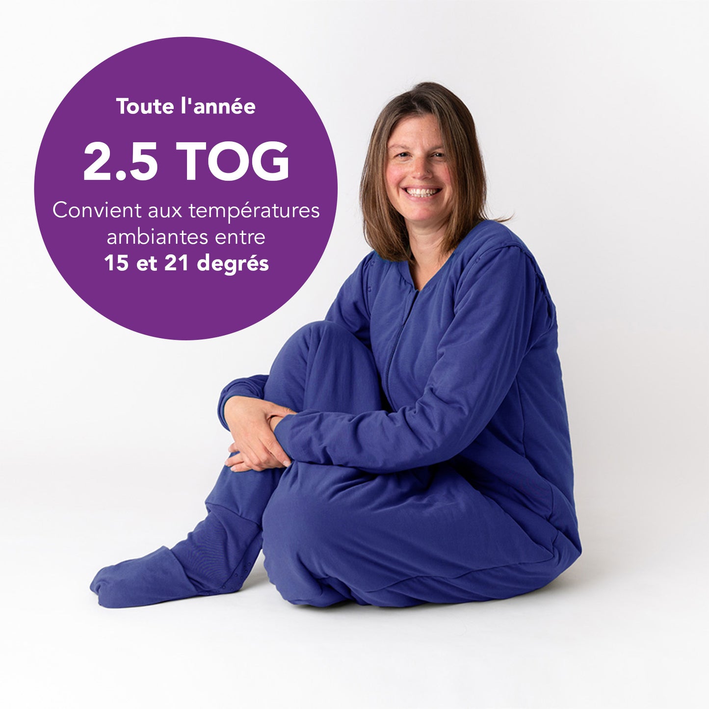 Gigoteuse à pieds adulte - manches amovibles - 2.5 TOG