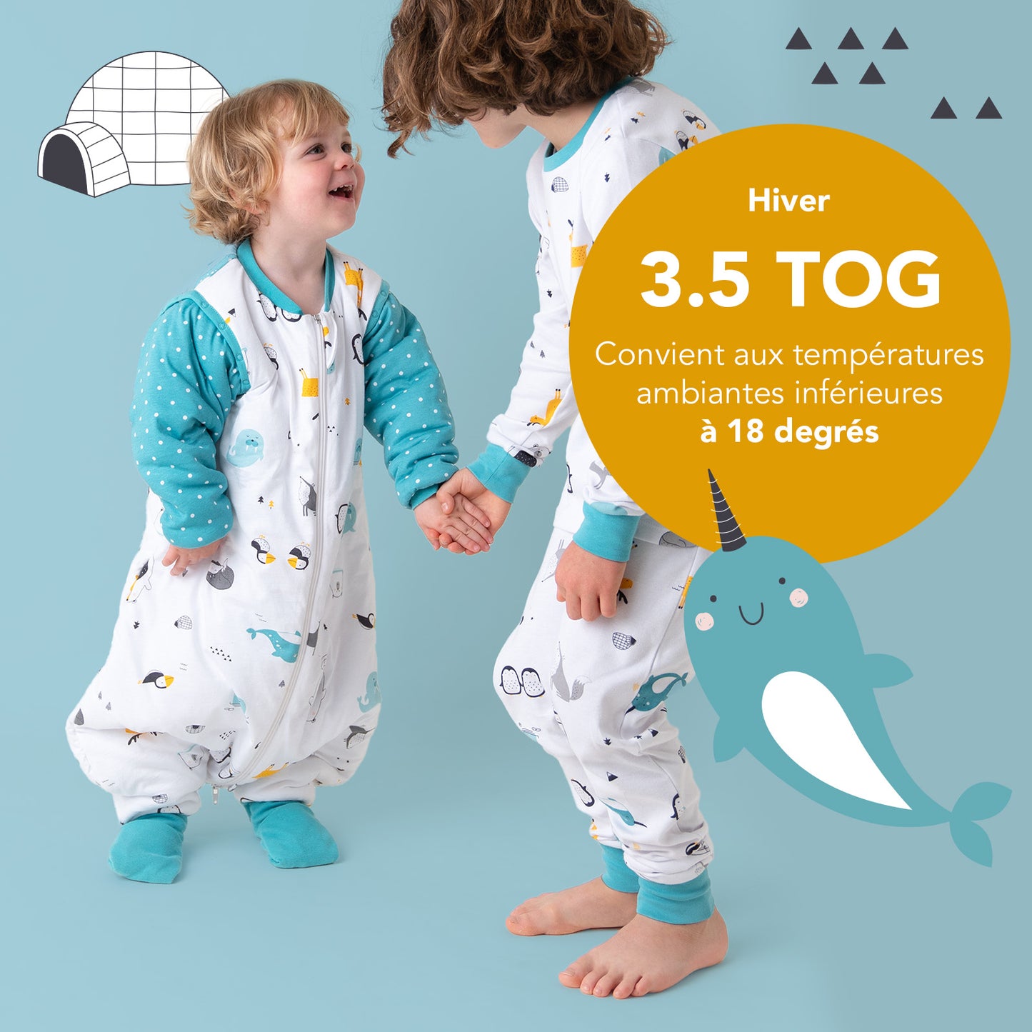 Gigoteuse à pieds hiver - coton 100% bio - 3.5 TOG